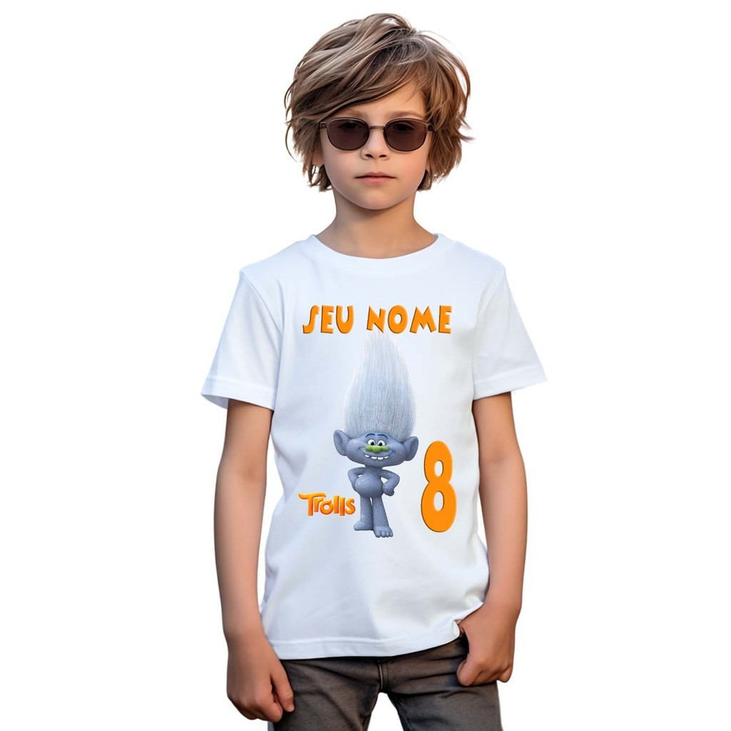 Camiseta Gui Diamante Trolls Filme Camisa Personalizada Blusa Infantil e Juvenil
