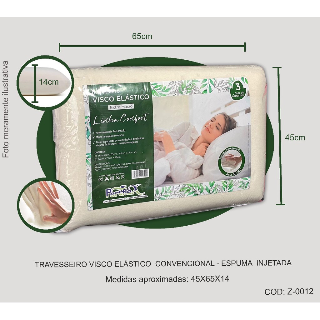 TRAVESSEIRO DE VISCOELASTICO MACIO LINHA CONFORT em Oferta na Shopee