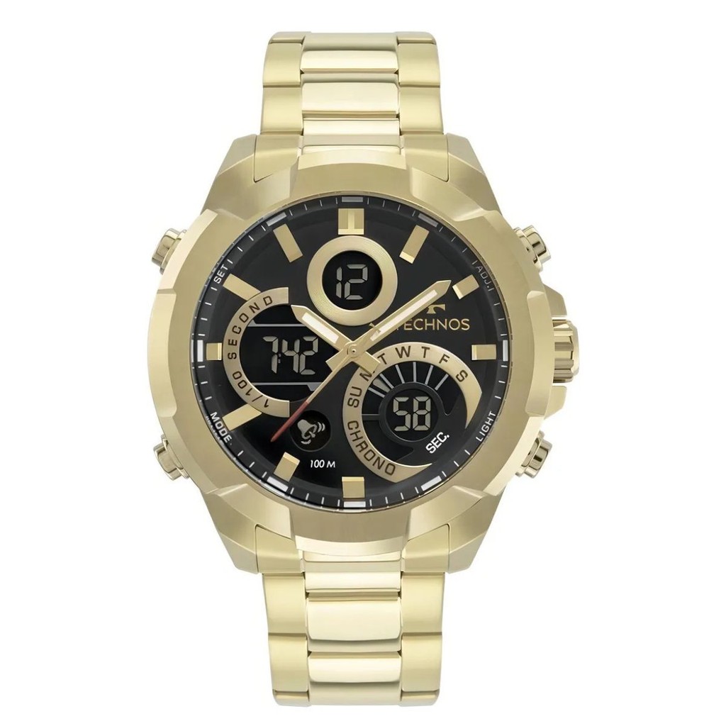 Relógio Masculino Technos Digiana Dourado prova d'água