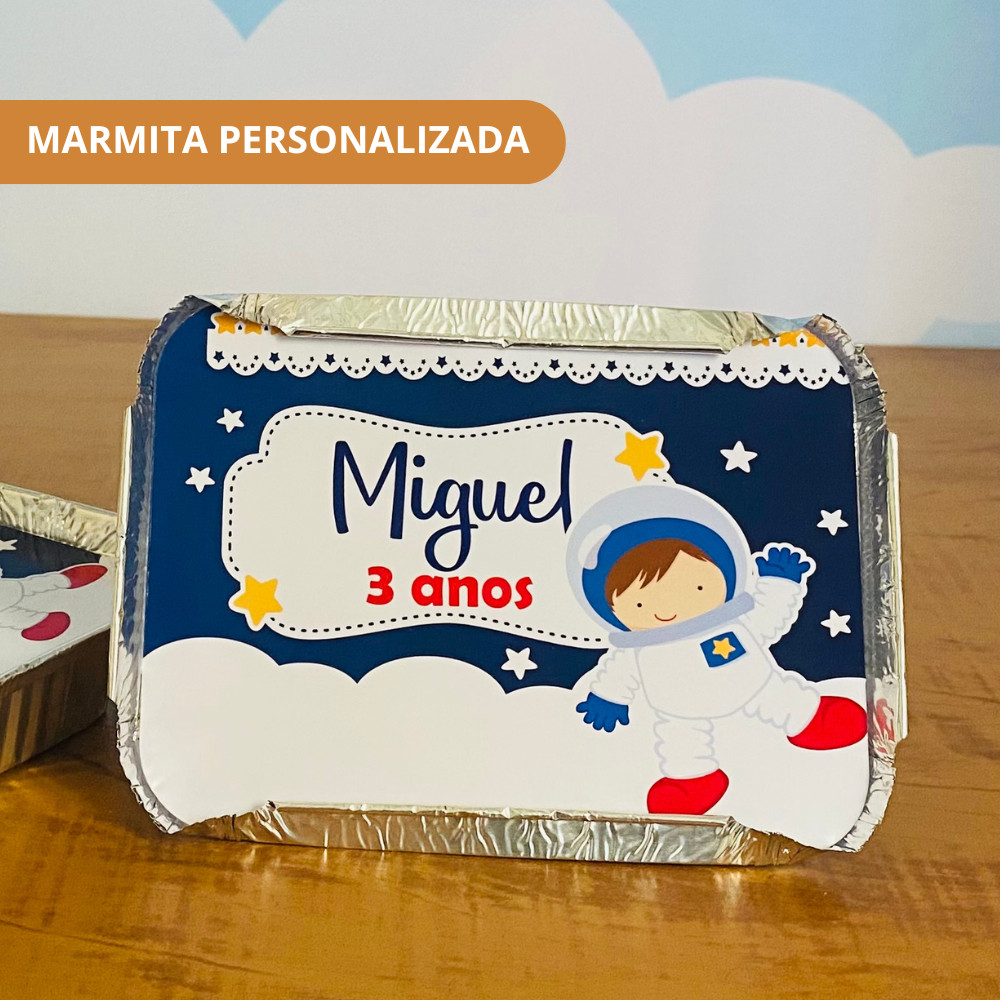 40 Marmitas Personalizadas ASTRONAUTA MENINO | Lembrancinha