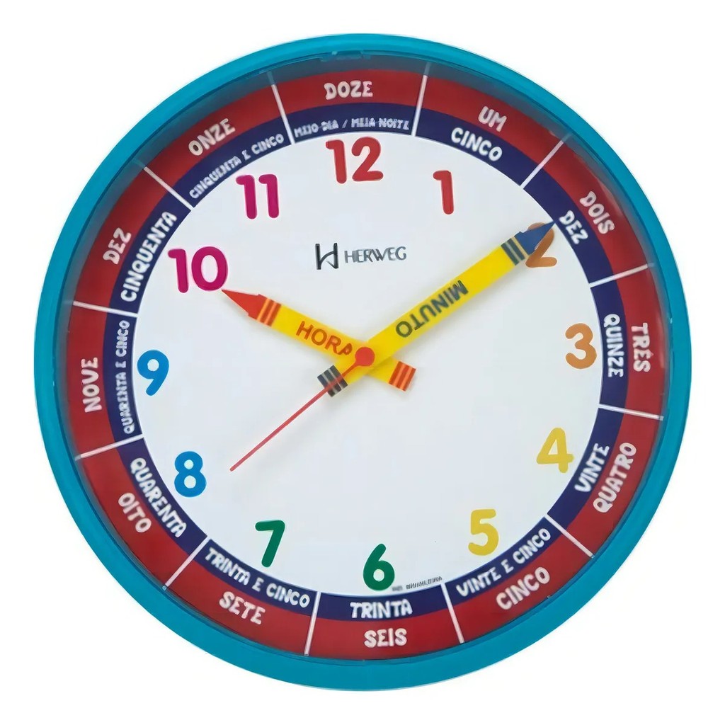 Relógio De Parede Infantil Educativo Herweg 26cm Original
