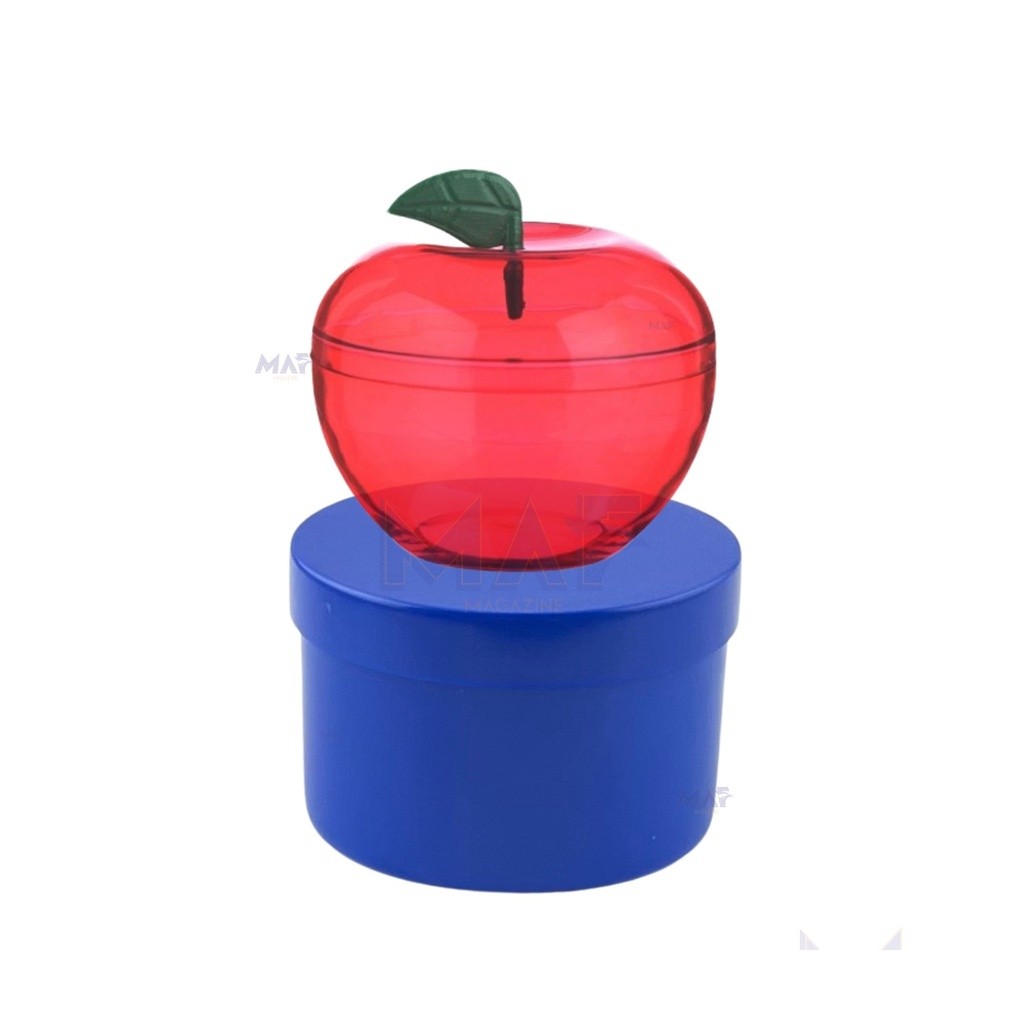 Kit 10 Caixinha Redonda + 10 Mini Maçã Acrílico - Branca de Neve Frutas Decoração Lembrancinha