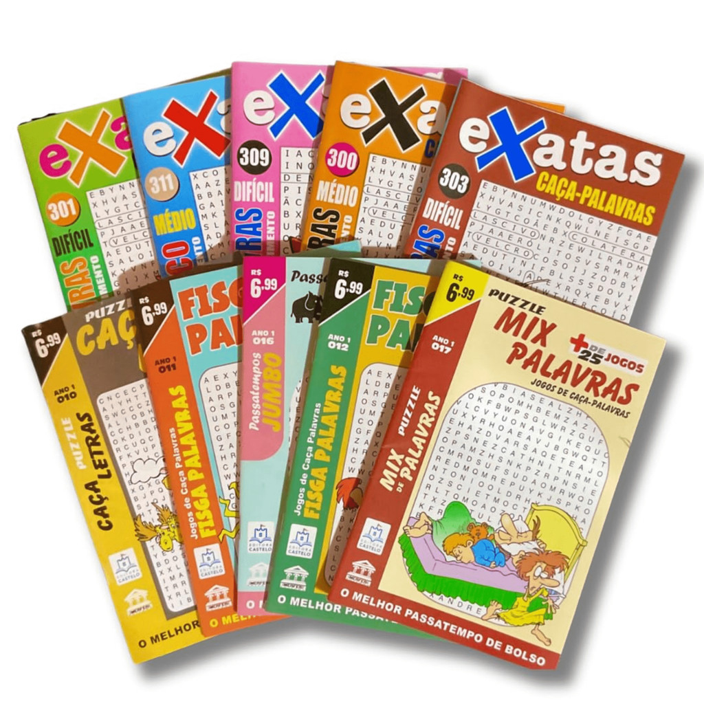 Kit Revistas de Caça-Palavras | Diversão e Exercício Mental | 20 Unidades | 50 Unidades em Oferta na Shopee