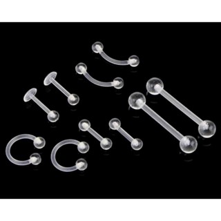 Feeling 316L Kit 10 Piercing Silicone Transparente Flexíveis PIRCING em Oferta na Shopee