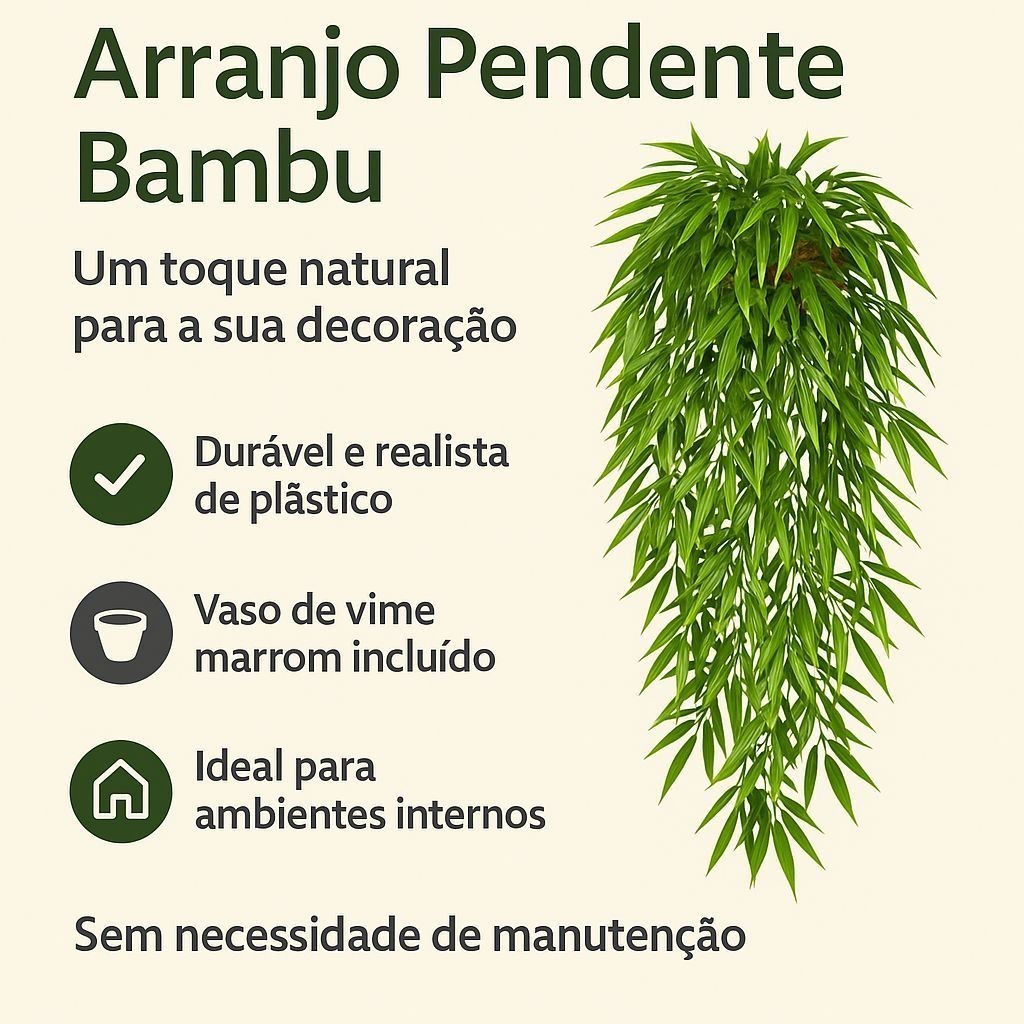 Bambu Da sorte pendente Completo COM VASO VIME Arranjo artificial decorativo De parede Enfeite — imagem 2 de 2