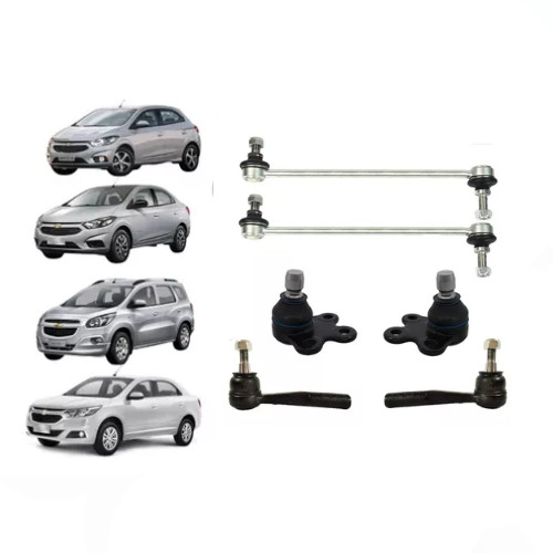 Kit 02 Pivo + 02 Terminal de Direção + 02 Bieleta Cobalt 2017/ Onix 2017/ Prisma 2017/ Joy 2019/ Spin 2017/ ...