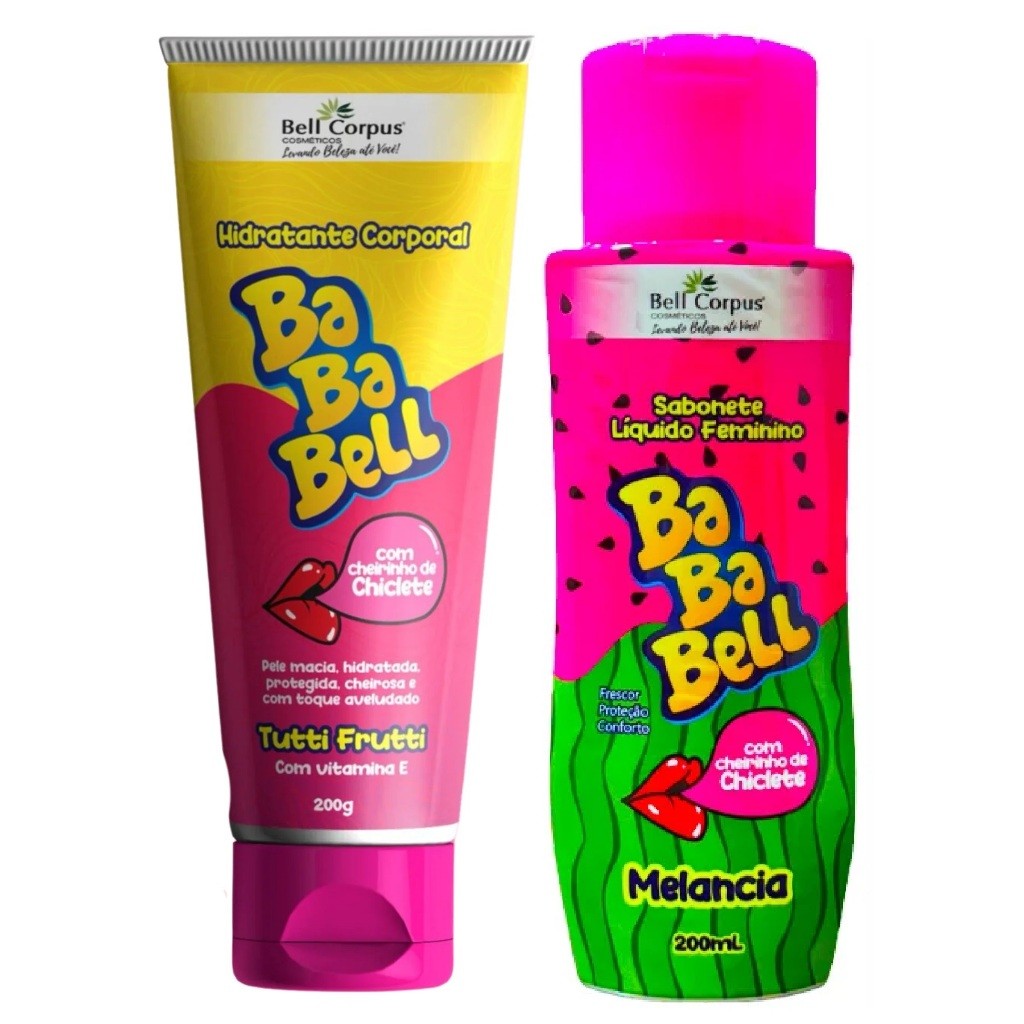 Kit Hidratante Corporal 200g Tutti Frutti e Sabonete Líquido Íntimo 200ml MELANCIA Bababell - Bell Corpus