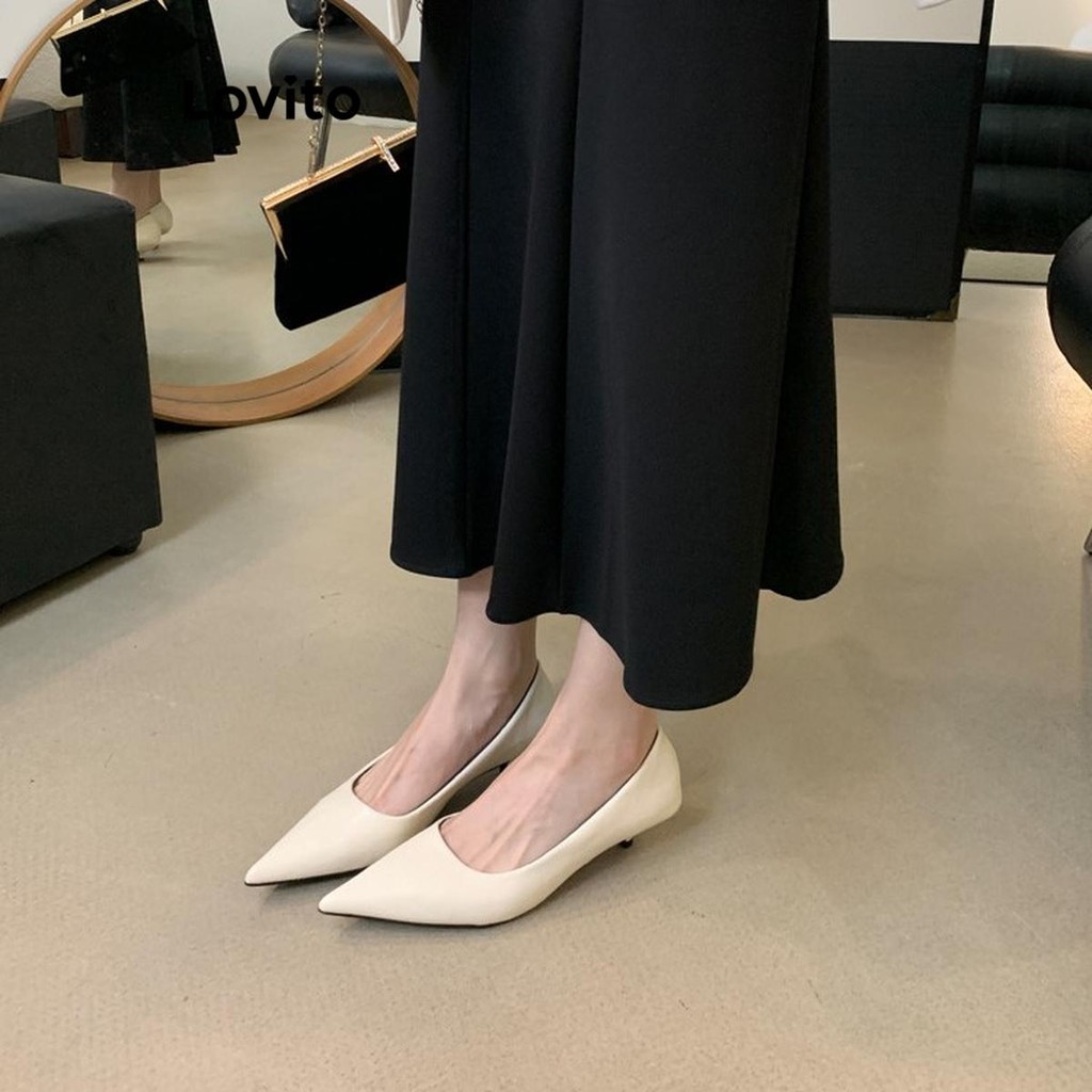 Lovito Elegante simples francês simples temperamento apontou salto agulha para mulheres LFA71106 - Women Shoes