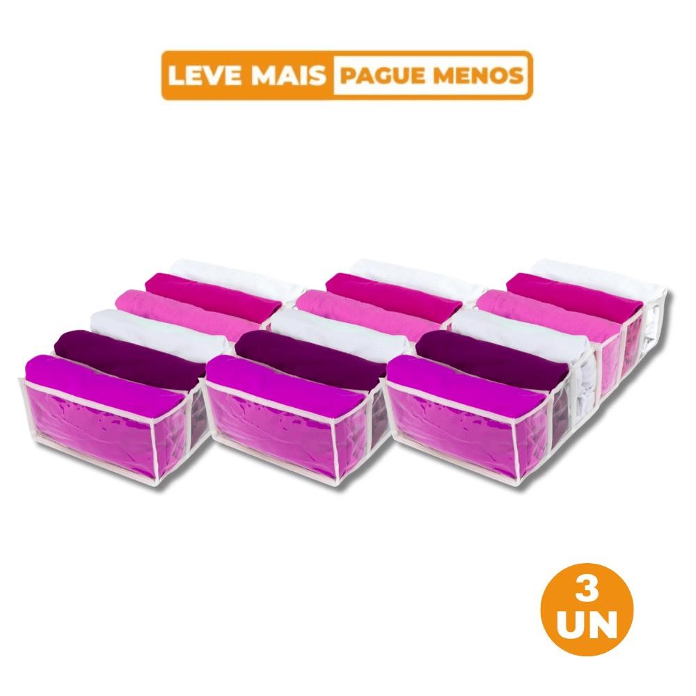 Kit 3 Organizador de Gavetas Flexível Colmeia Média 6 Divisórias My Closet Ordene