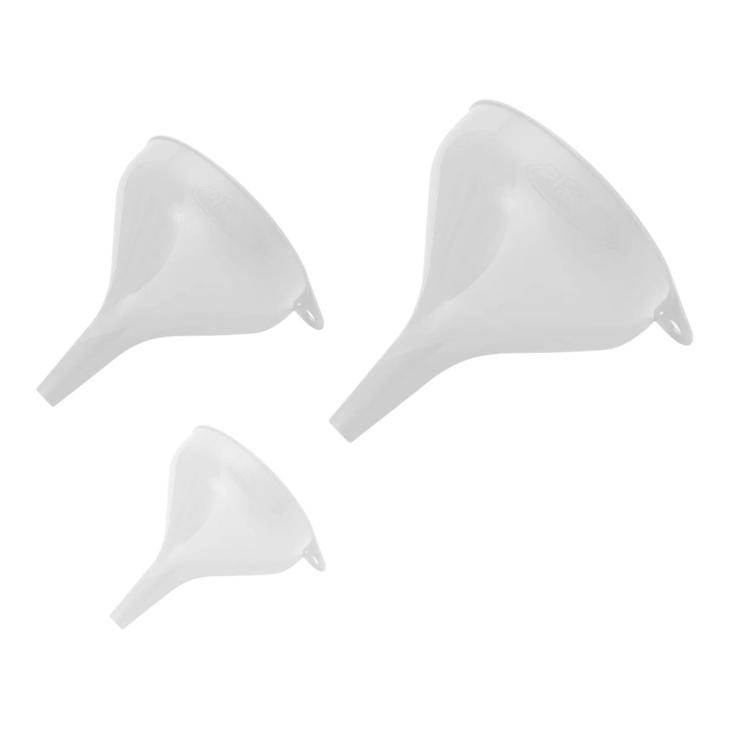 Conjunto 3 Funil Grande Médio e Pequeno Branco Bico Fino Utensílio Prático e Multiuso