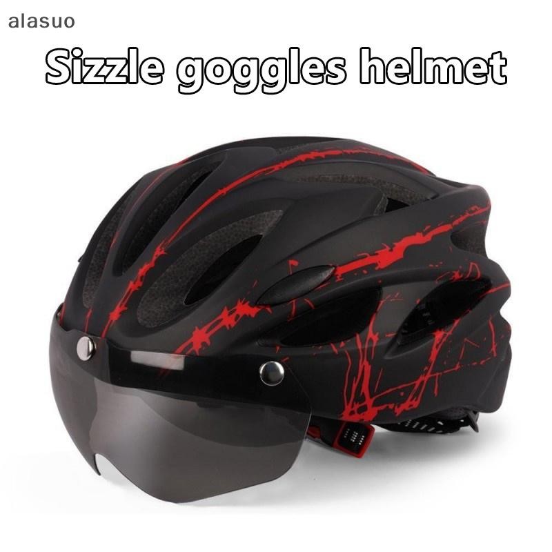 [alasuo] Capacete De Ciclismo Ultraleve Adulto Unissex Com Óculos Para Esportes Ao Ar Livre Equitação [BR] em Oferta na Shopee