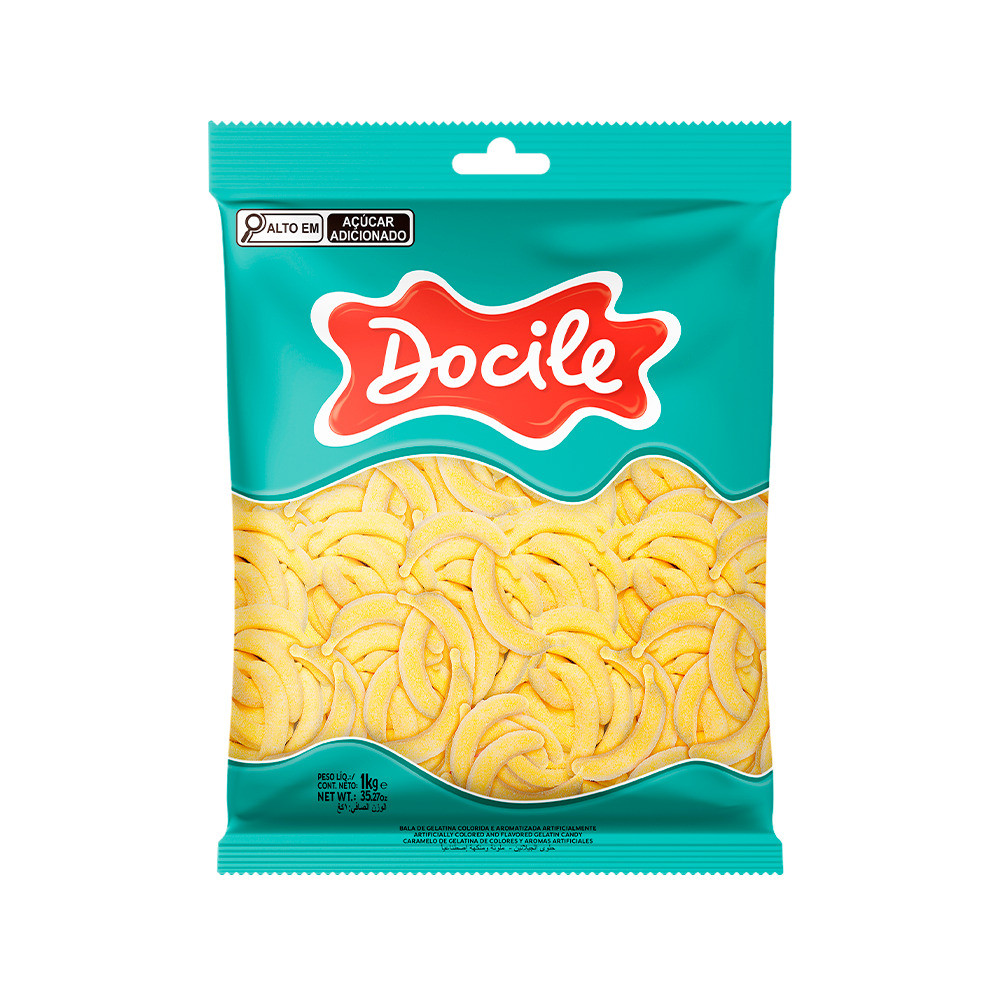Bala de Gelatina Bananas 1kg - Docile