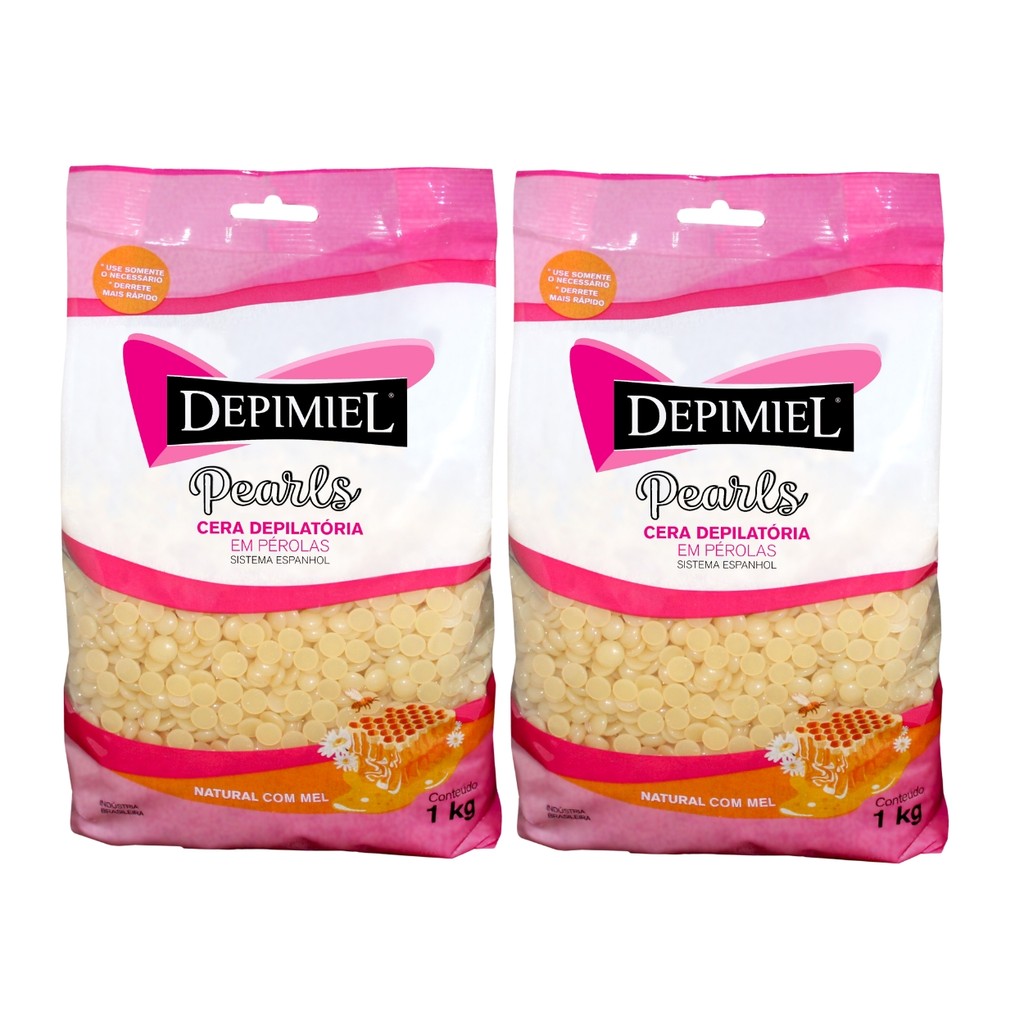 Kit 2 Cera Depilatória Natural Mel Pérola Espanhol Depimiel