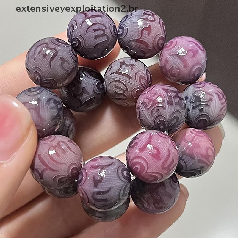 Imagem Moda Natural Roxo Bodhi Raiz Frisado Pulseira Contas Budistas Rosário Esculpidas Jóias Da Sorte .