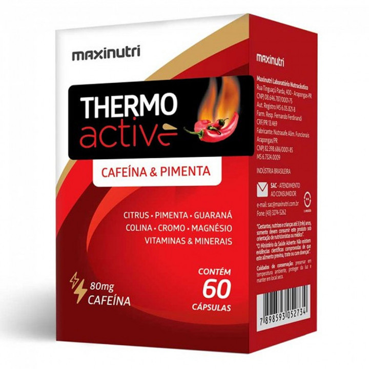 Thermo Active Maxinutri 60 cápsulas - Energia com Cafeína e Cromo