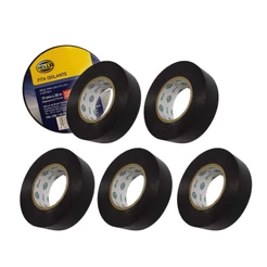 Kit 5 Fita Isolante 20 Metros 19mm Fita Isolante Resistente Fogo Graxa Umidade Fita Isolante Preta 20m 19mm Hella