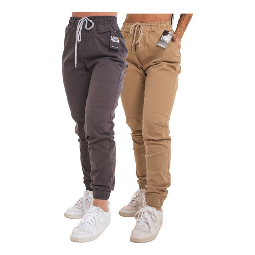 KIT 2 Calças Jogger Jeans Feminina Com Elástico Super Confortável Estilosa