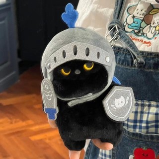 Acompanhando Boneca Escudo Cavaleiro Gato De Pelúcia Destacável Bonito Bobo Macio Preto Coisas Brinquedo Crianças