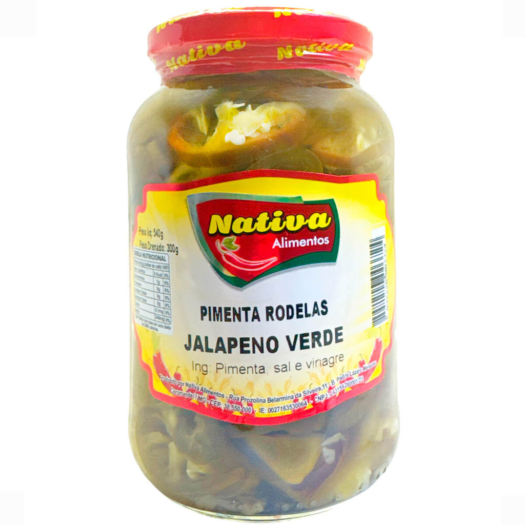 Pimenta Jalapeno Verde em Rodelas Conserva 540g Nativa