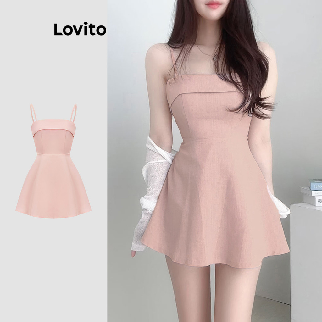 Lovito Vestido Casual Liso Com Ombro Frio Para Mulheres L108ED917 - Women Clothes
