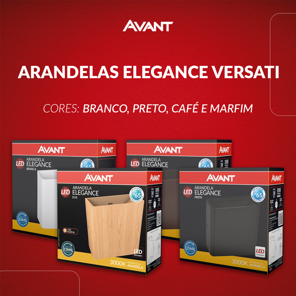 Arandela Led Externa Elegance Versati 4w 3000K Nas Cores Branco, Preto, Cafê ou Madeira Avant - Home & Living