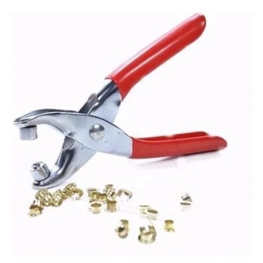 Alicate Aplicador de Ilhós 6NT Excellent Ilhoses + Brinde 100  ilhós Cintos Bolsas Calças