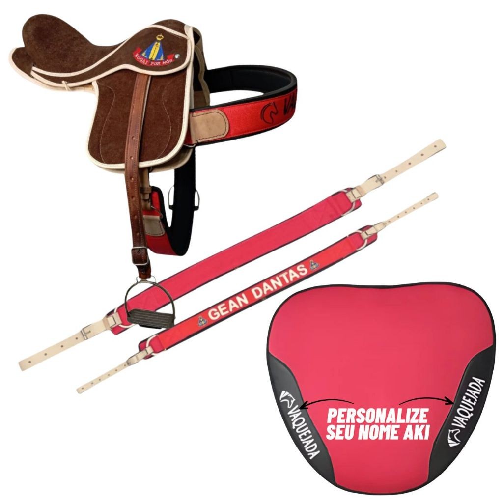 Sela Para Cavalgada Vaquejada Cavalo Selote Personalizada Marrom