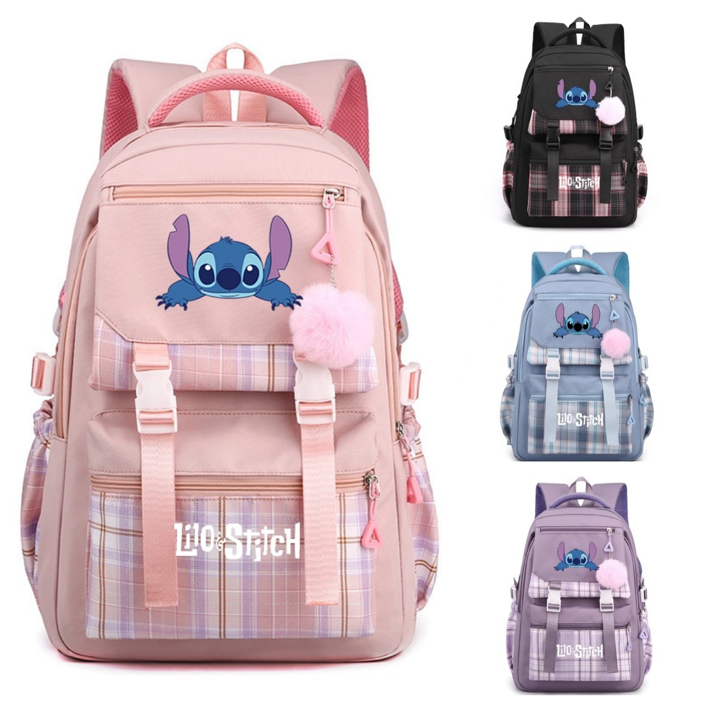 Disney Lilo Stitch Anime Impresso Mochila Adolescente Menina Menino Kawaii Estudante Crianças Portátil Boo