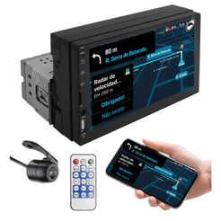 Multimídia H-tech HT-2730CA Carcaça 1 Din Tela 7" Android Auto Car Play + Câmera Ré