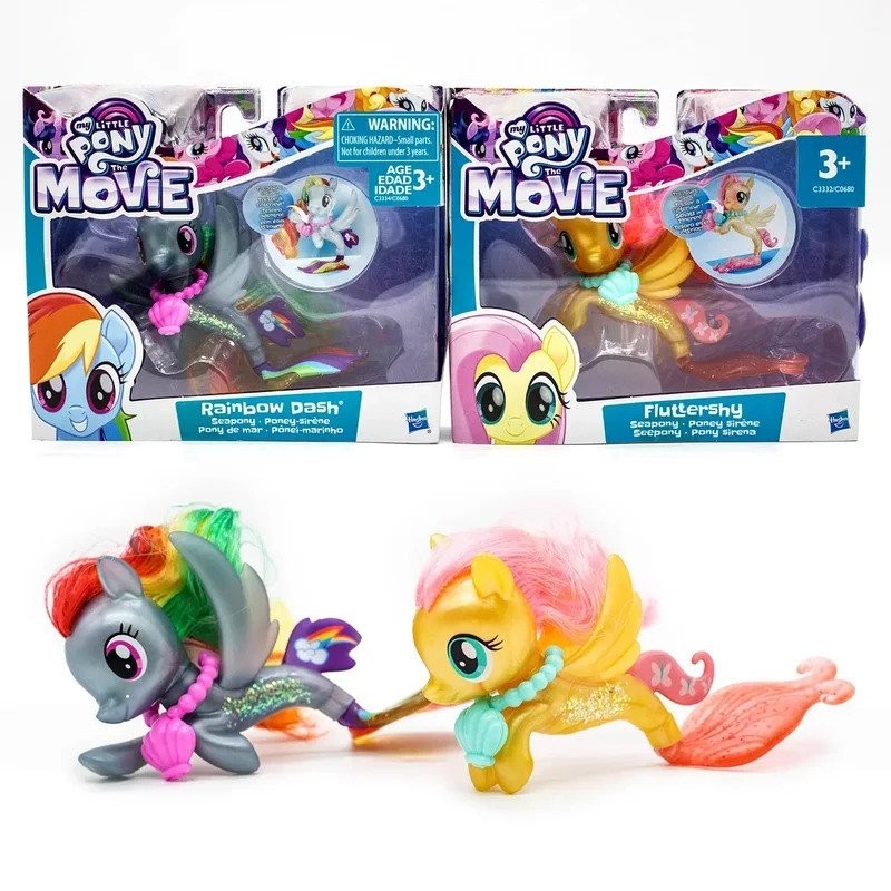Hasbro My Little Pony Rainbow Dash Fluttershy Figura Adorável Shimmer Seapony para Crianças Meninas Coleção de Presentes