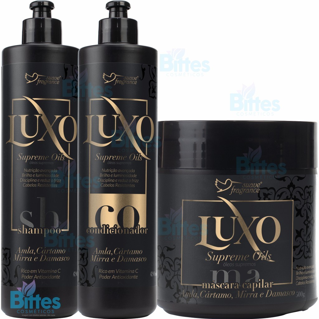 Kit Capilar Luxo Supreme Oils Suave Fragrance Cosméticos Nutrição Brilho Hidratação Com Amla