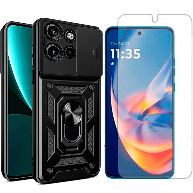 Capa Anel Para Motorola Moto Edge 50 5g + Pelicula Hidrogel
