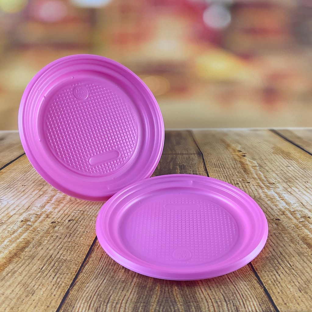 50 PRATOS SOBREMESA FESTA ROSA NEON 15cm (PLASTIK)