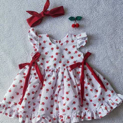 Vestido Infantil Frutinhas Cerejinha 2 Peças