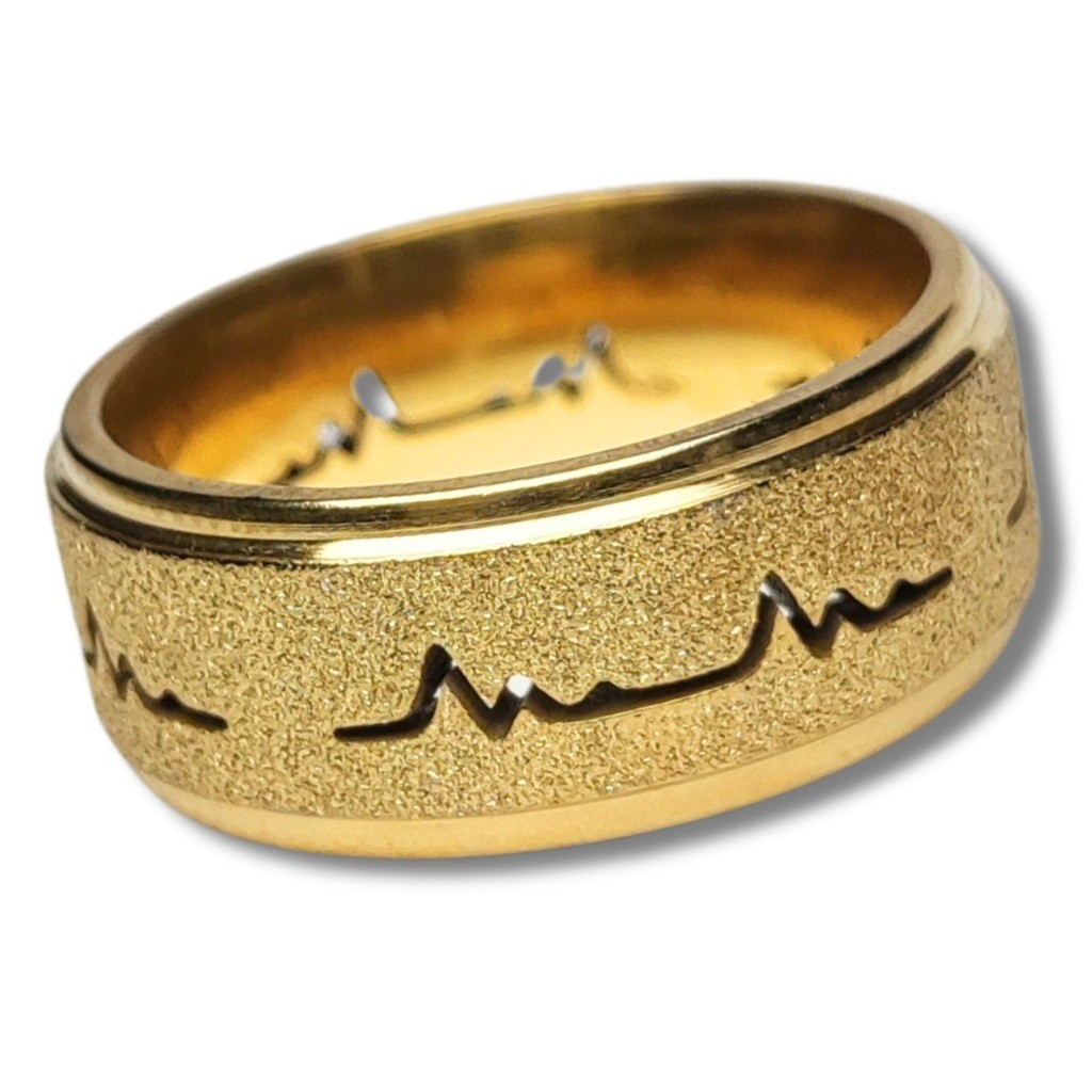 Aliança Anatômica Batimentos Cardíacos 6mm 1 Un Moderna Banhada Ouro 18k É De Aço Inox Alianças
