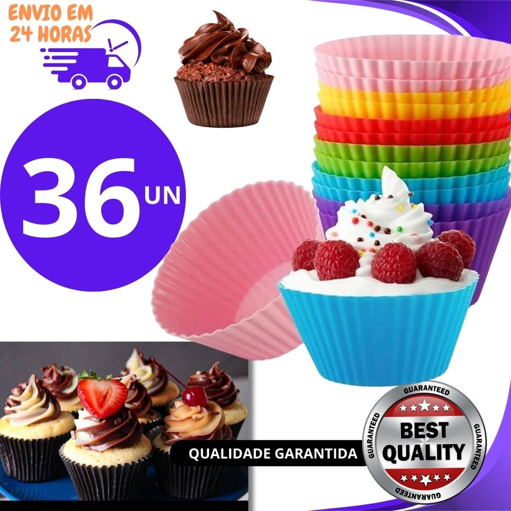 36,24 OU 12 Pecas Forminha De Silicone Forma Assadeira  Cupcake Capcake Mini Bolo Cozinha Air Fryer