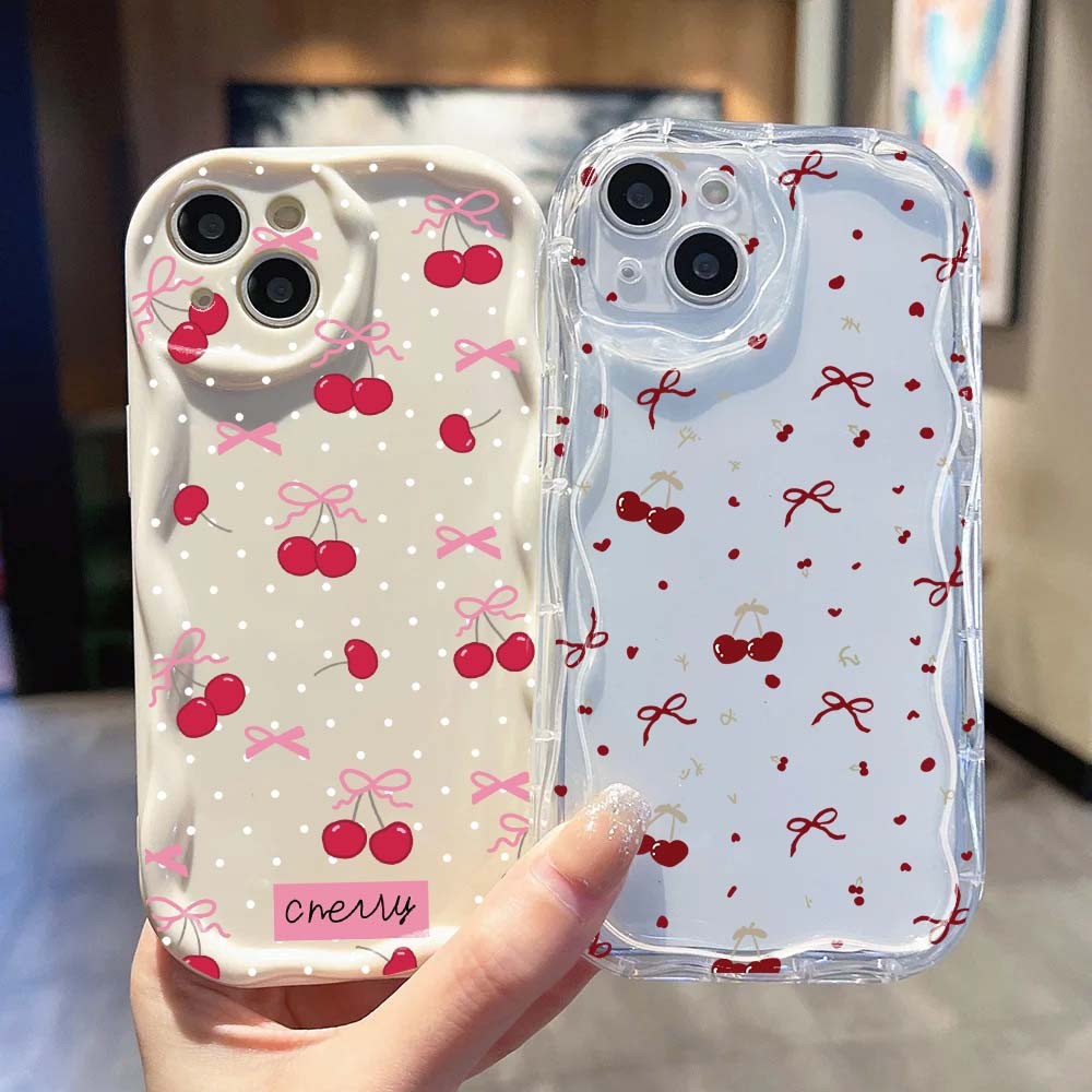 Cereja Vermelha Amor Arco Caso Capa Para Samsung Galaxy A56 A36 A26 A16 A06 A15 A55 A35 A54 A53 A52 A72 A51 A05 A14 Escu