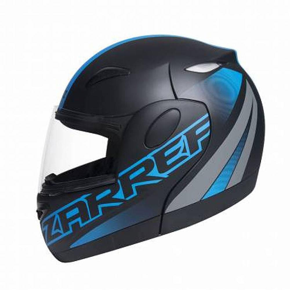Capacete Zarref Neon V5 Preto Fosco Azul Robocop TAM 56