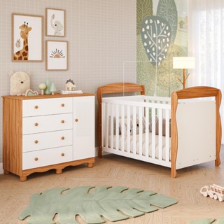 Quarto de Bebê Completo Berço Americano Marquesa 3 em 1 Cômoda 1 Porta 4 Gavetas Junior 100% MDF em Oferta na Shopee