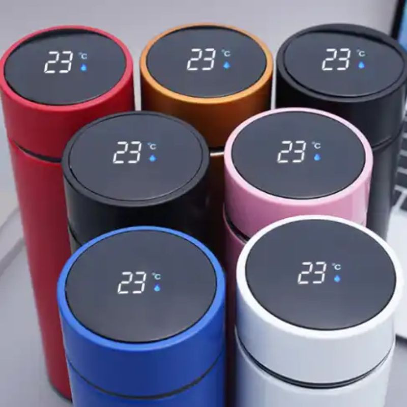 Kit 2 Garrafas Térmica Em Aço Inox Com Termômetro Digital 500ml Led Moda em Oferta na Shopee