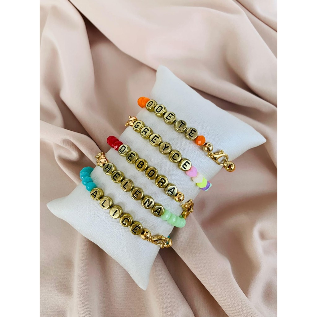 Pulseiras de miçangas cristais Cristal de Vidro pulseira personalizada com Nome modelo infantil