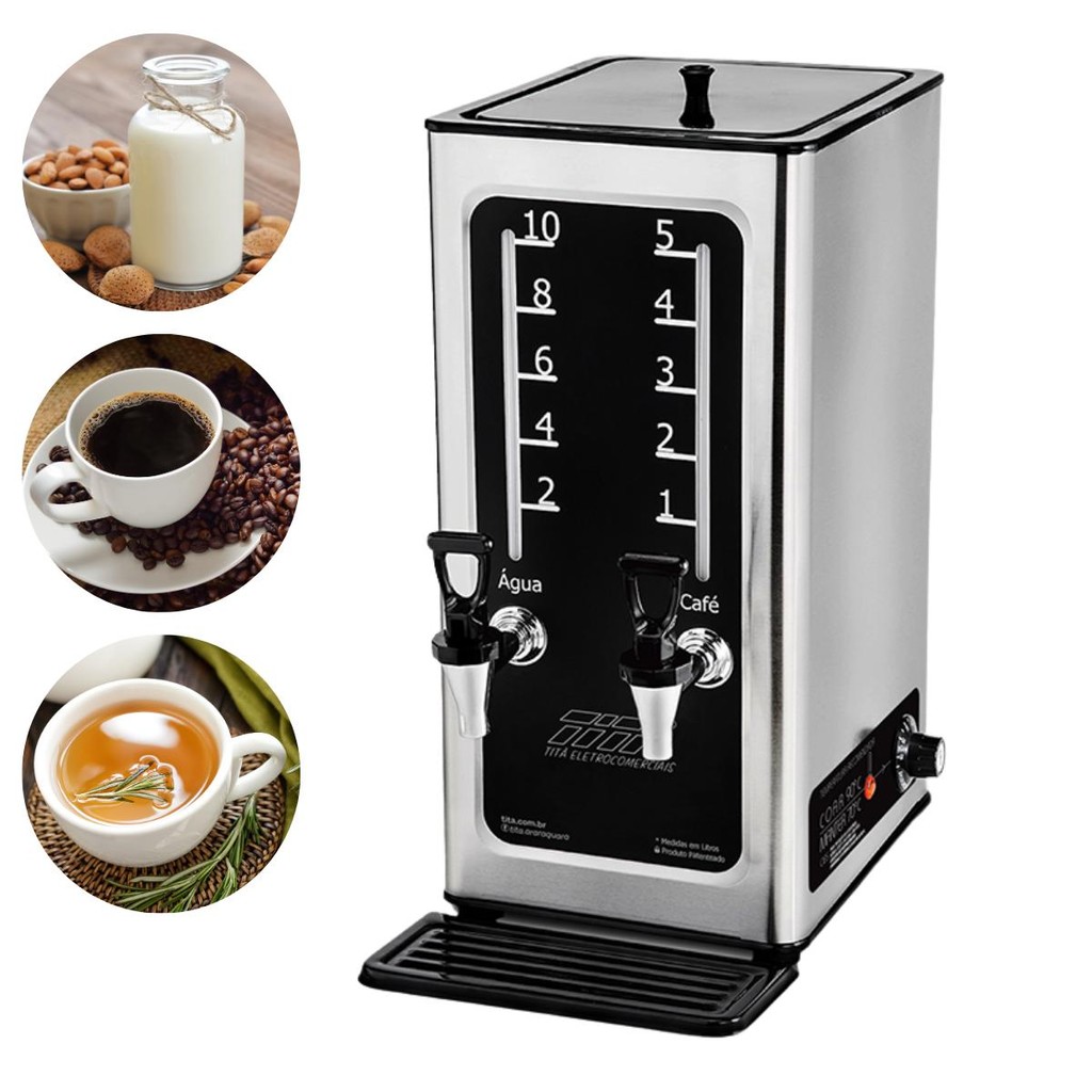Cafeteira Elétrica 5 Litros Com Coador Máquina de Café Industrial Coffee Line Termostato Inox - Titã