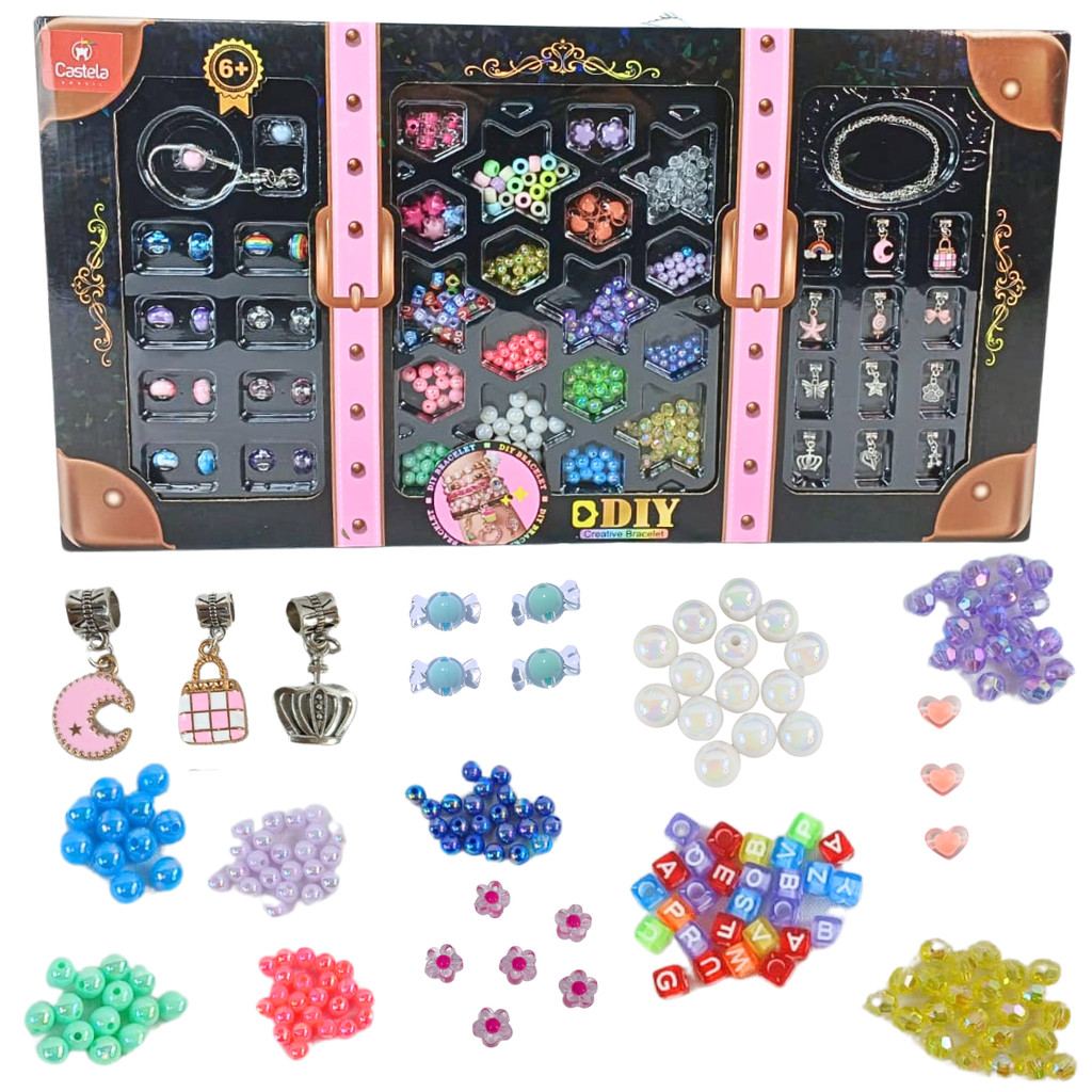 Kit Miçangas Para Fazer Pulseira Infantil Bijuteria - Castela em Oferta na Shopee