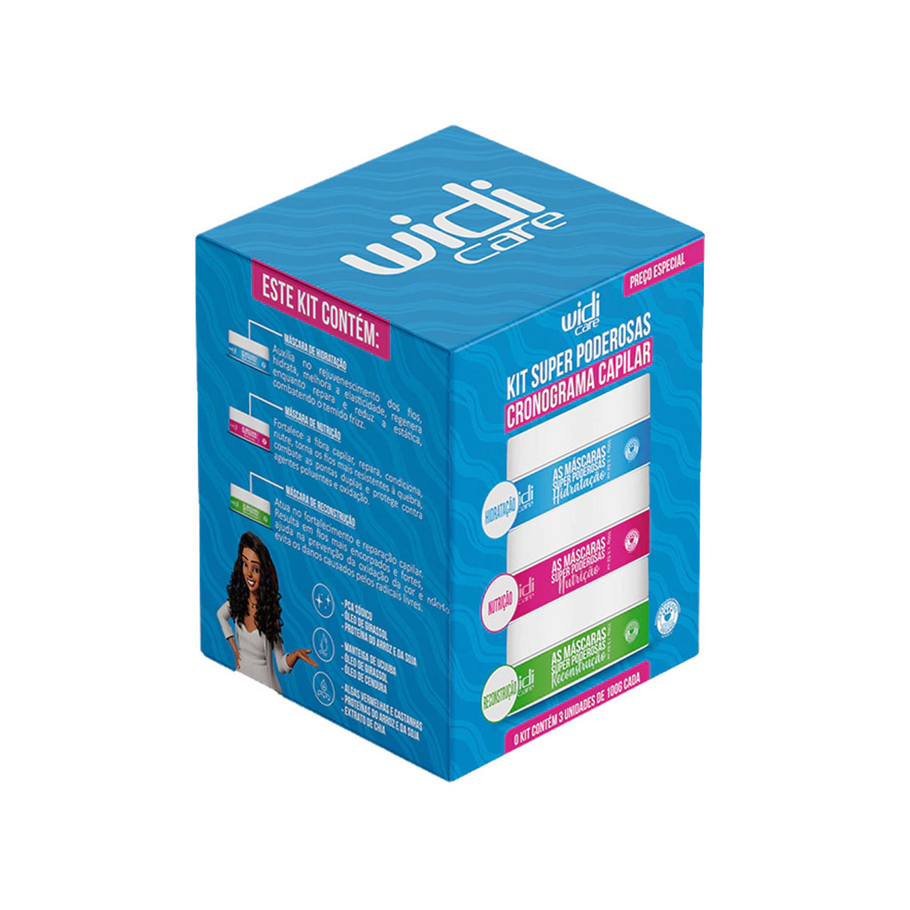 Kit Super Poderosas Cronograma Capilar Widi Care 3x100g em Oferta na Shopee