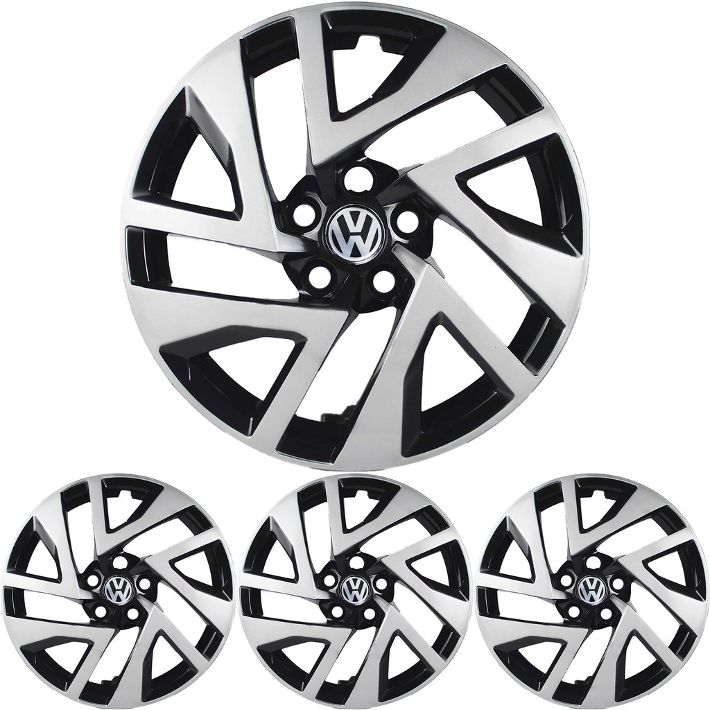 JG 4 Calota Virtus 2023 24 25 Aro 15 Black Piano com Prata Metálico com Emblema