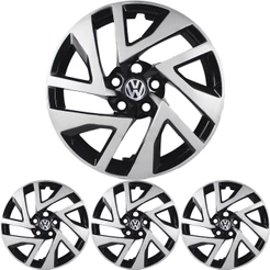 JG 4 Calota Virtus 2023 24 25 Aro 15 Black Piano com Prata Metálico com Emblema