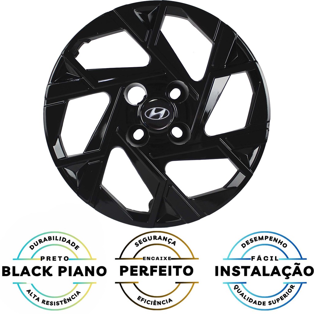 JG 4 Calota HB20 2024 25 Aro 14 Black Piano com Emblema — imagem 2 de 2