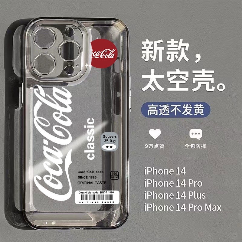 Capa de telefone com logotipo Coca-cola adequada para iPhone 11 12 13 14 15 16 Promax Plus Capa macia transparente à pro