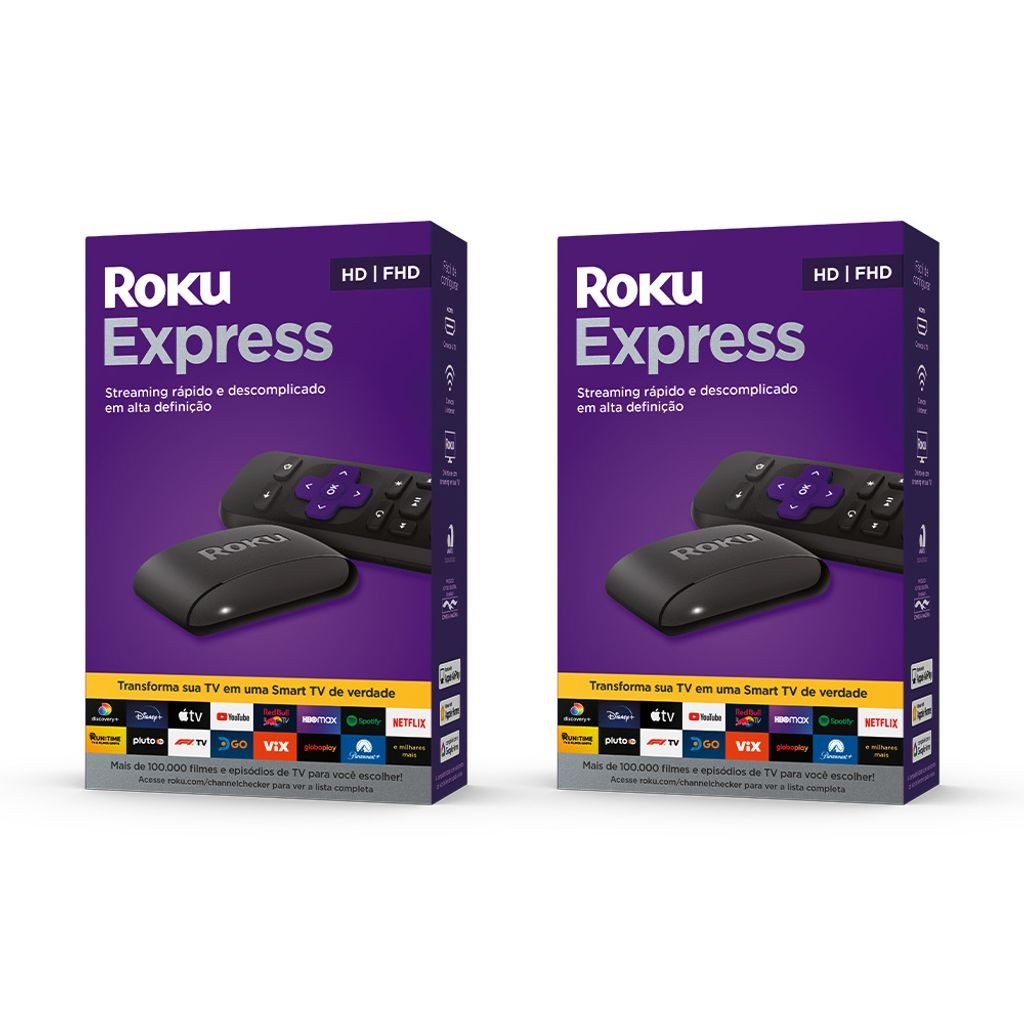 Combo 2 Roku Express Loja Oficial compatível com Alexa, Siri e Google - Mobile & Gadgets
