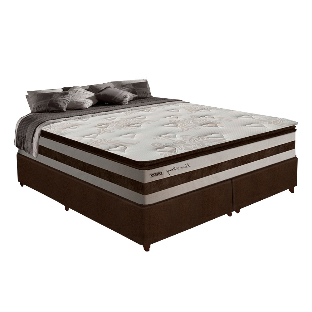 Box + Colchão De Molas Ensacadas Love Story Gazin 1,93m King - Home & Living